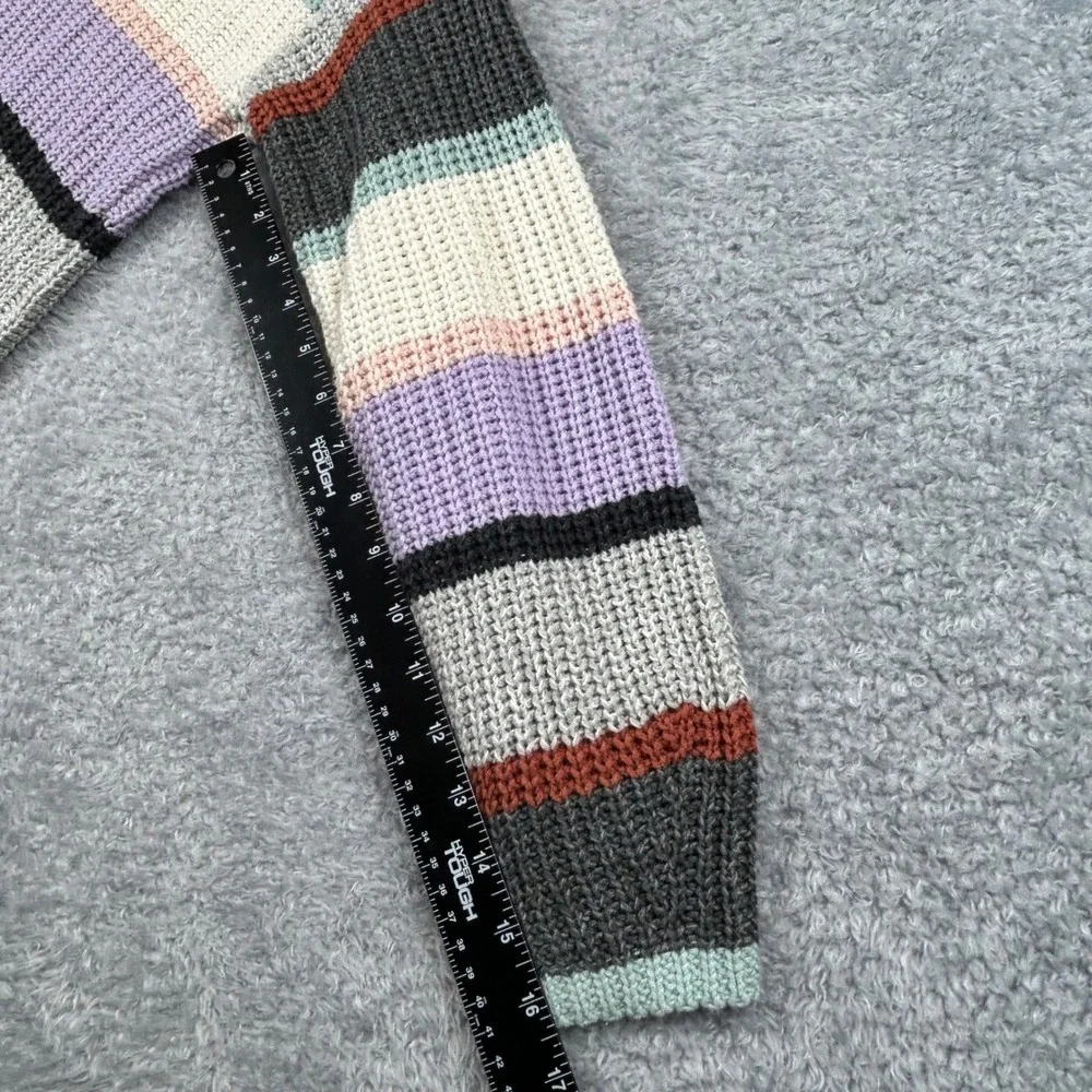 American Eagle Womens XS Striped Chunky Knit Crewneck Sweater Multicolor Relaxed